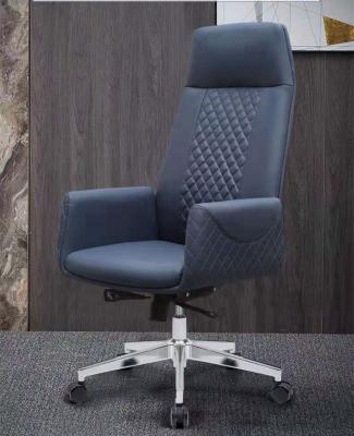 High Back Office Leather Revolving Chair With 3 Class Gas Lift  Five Star Leg