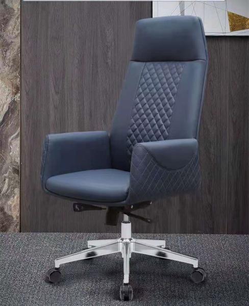 High Back Office Leather Revolving Chair With 3 Class Gas Lift  Five Star Leg