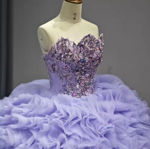 Beautiful Plus Size Lace-up Ruched Sleeveless Chapel Train Evening Party Gown Lilac Tulle Quinceanera Dress