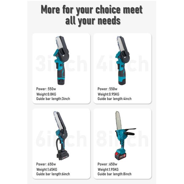 Заряжаемая беспроводная мини электрическая голубая бензопила деревообрабатывающая одноручная садовая