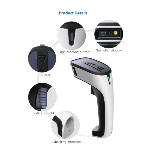 1D 2D QR Code Wireless Barcode Scanner for Inventory Management Scan Mode Auto Sense