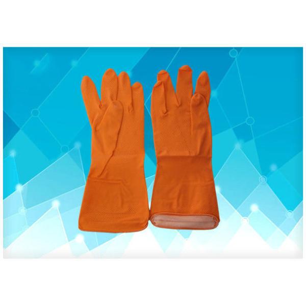 Disposable Medical Gloves Orange Color Latex Exam Gloves , Dip Flock - Lined Style Non Powdered Gloves