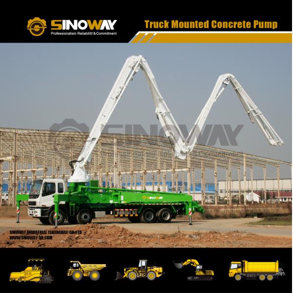 ISUZU Concrete Mixer Machine Chissic Hydraulic Pump , 56m Concrete Pump Truck Mounted