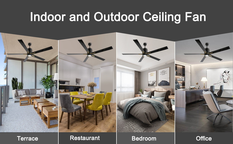 White DC Motor Quiet Blade Ceiling Fan Light 72 Inches With 3 Color Changing Speeds