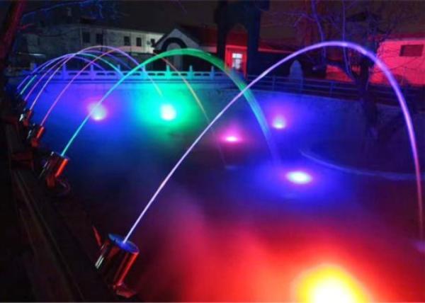 RGB Colored Light Option Jumping Water Fountain Jets With Interactive Sensing