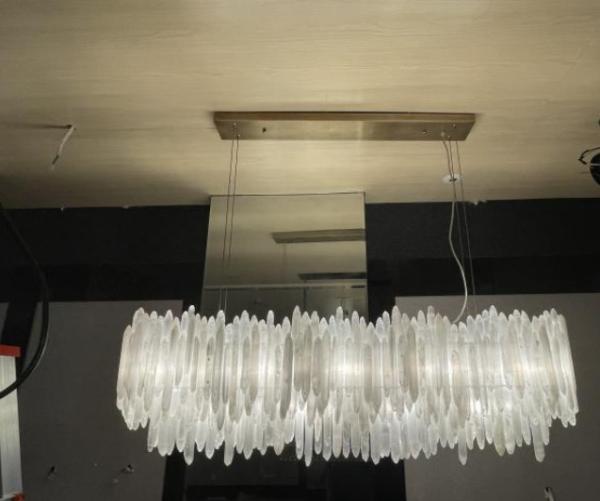 Custom Made 72 Inch Selenite Chandelier with 10-Year Warranty for Dining Room