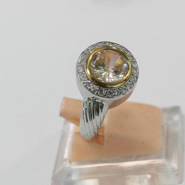 (R-07)Designer Silver Plated Jewelry White Topaz Cubic Zircon Ring