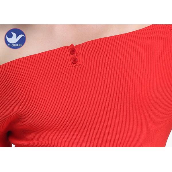 Boat Neck Off The Shoulder Knitted Jumper , Summer Half Sleeve Sweater For Ladies