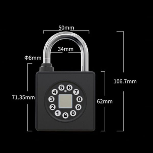 Multi-Mode RARLUX GS55S Smart Fingerprint Padlock Hardened Shackle IP66 Waterproof 100 Fingerprint Capacity Enhanced Security