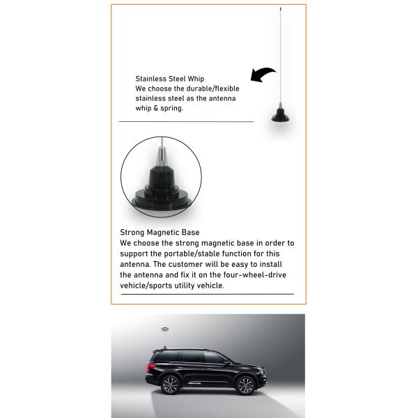 Антенна Cb антенны хлыста Cb тележки Baiao 1-2DBi магнитная низкопробная для сообщения