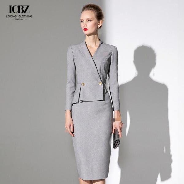 Формальные дамы женский костюм в стройном офисном платье с двумя цветами