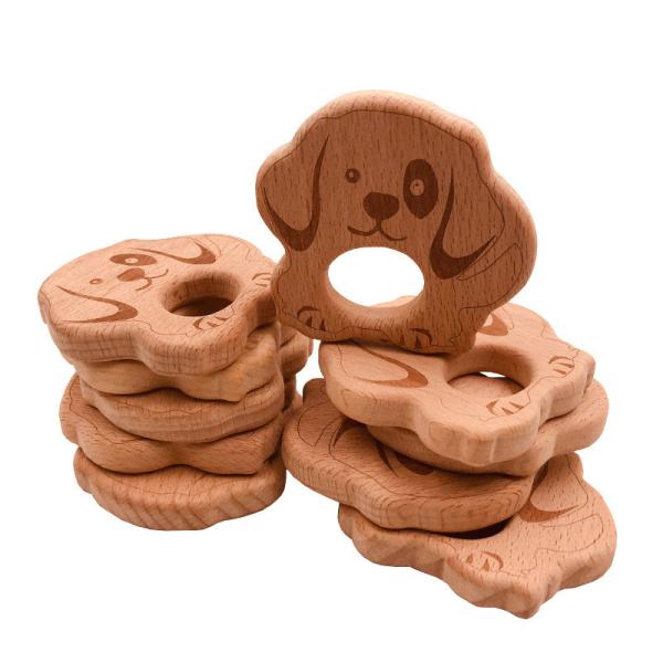 Jouet en bois pendant ISO9001 Teether animal en bois de faire ses dents de collier