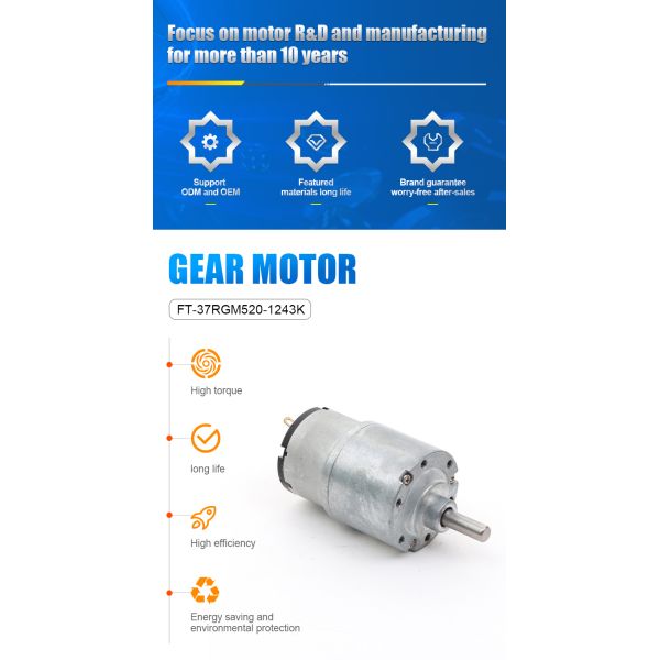 Customized DC Spur Gear Motor 7RGM520 3V- 24V High Torque Spur Gear Motor