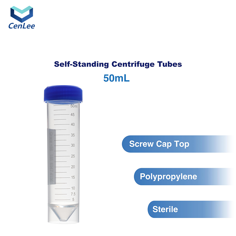 50mL PP High-Clarity Leak-Proof Centrifuge Tubes Conical Bottomed Excellent Optical Properties for Spectrophotometry