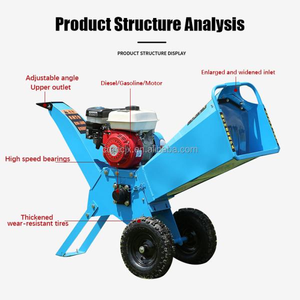 Electric Engine Tree Branch Shredder 4kw Wood Chipper Machine for Mini Move Single Phase