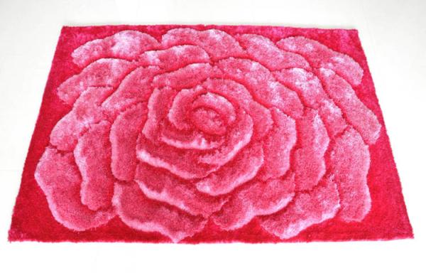 3D Flower Polyester Silk Shaggy Carpet And Rug Floor Area Rug Rose Rug flower carpet