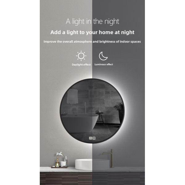 Modern Premium 32-Inch Anti-Fog Touch Switch Wall Mirror Aluminum Frame for Luxurious Bathroom Design Apartments Hotels