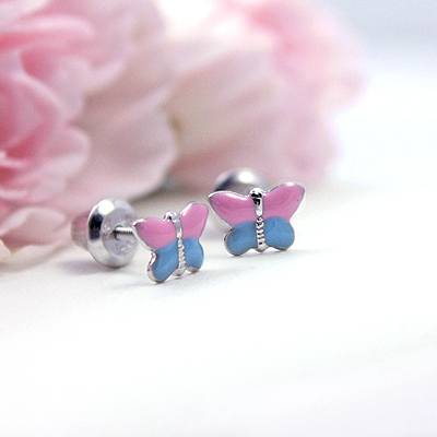 18K Желто-золотые Розовые Синие Эмалированные Бабочки с Покрытием E