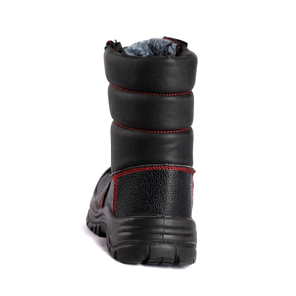 Lace Up Negro Cuero de vaca dividido Protección de pie superior de acero Zapatos de seguridad de invierno