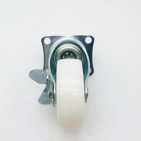 3 Inch 75mm White PP Wheel Plain Bearing Swivel Plate Locked Caster