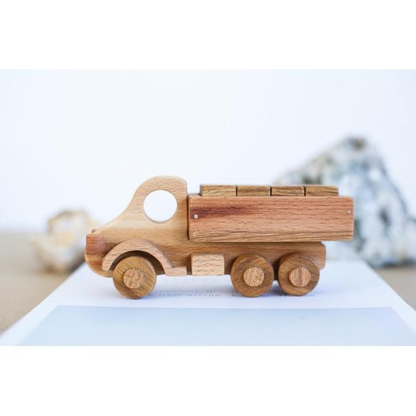 Fadeless Handmade Wooden Toys Wooden Excavator Toy With Great Textures