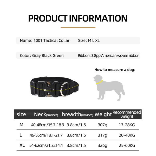 Outdoors Pet Training Medium And Big Dog Tactical Collar  Adjustable 38 - 48cm