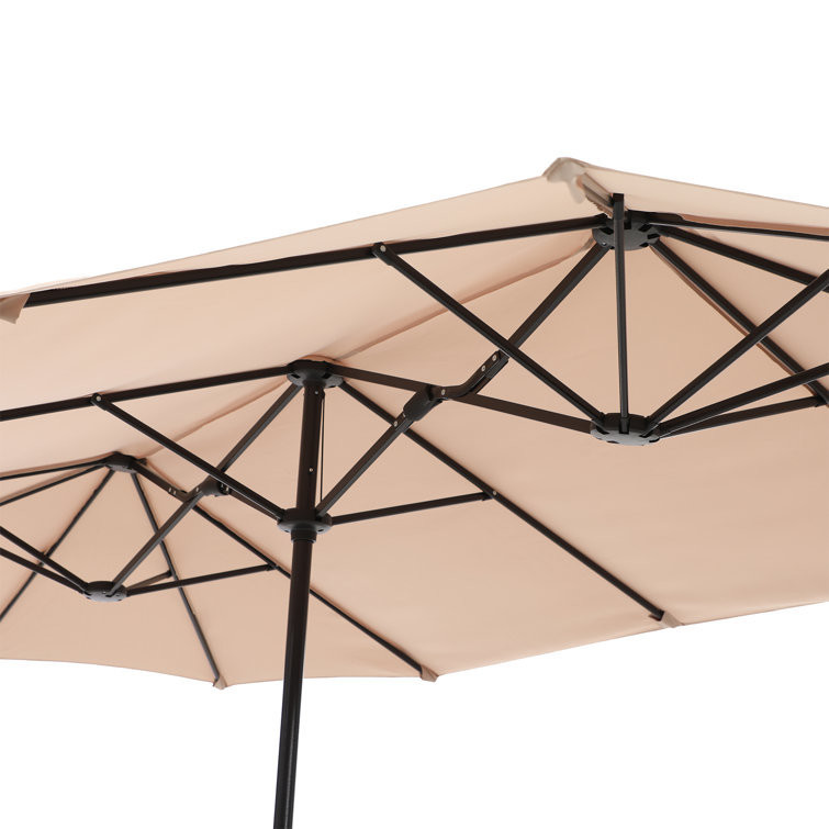 AJUNION 15ft Double Sided Waterproof Rectangle Parasol with Fade Resistant Canopy