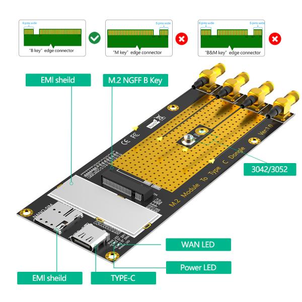 Customized PCI-E NGFF To M 2 NVME Adapter For RM500Q RM500U Module