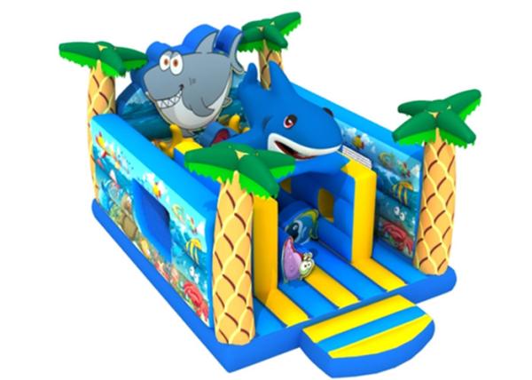 PVC 0.55mm Ocean Themed Shark 4.5x7x4m Inflatable Jumping Castle