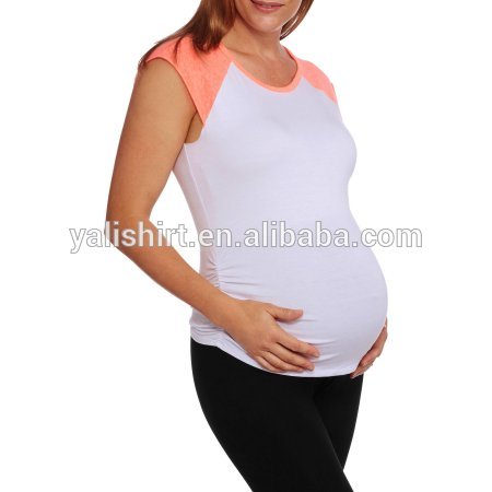 High quality womens raglan sleeves maternity tshirt custom t shirt
