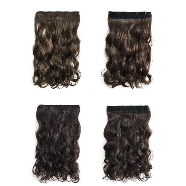 Popular Golden Synthetic Clip In Hair Extensions Long Curly Hair Weft