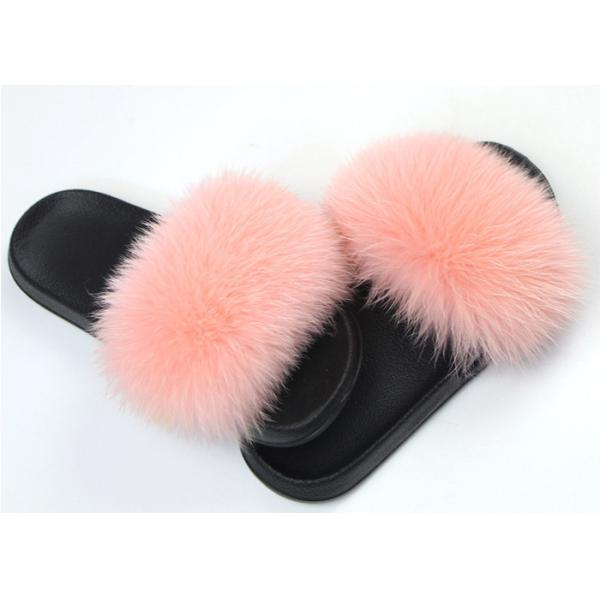 Подгонянные сандалии тапочек меха Фокс женщин цвета с расплывчатыми волосами/рез