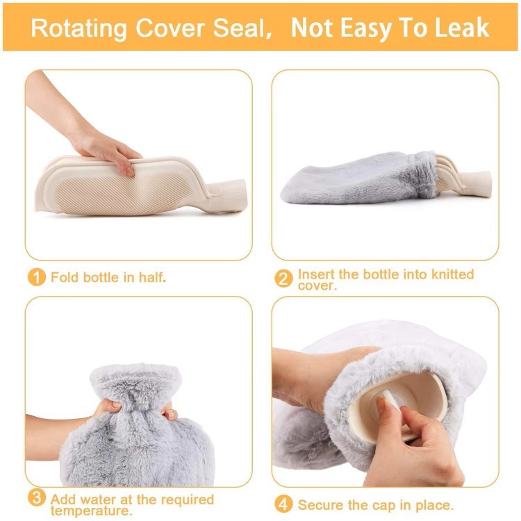 Reusable PVC Hot Water Bag Plush Cover Home Houseware For Hand Warming