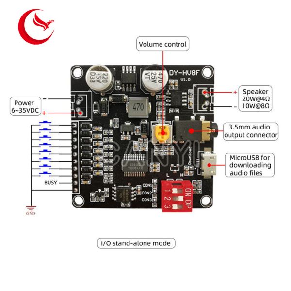 DY-HV8F DY-HV20T 12KHz Voice Playback Pcb Board 10W 20W