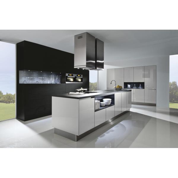 Designer Solid Wood Melamine LED Sensor Light Cabinet Prefab Modular Kitchen Cabinets