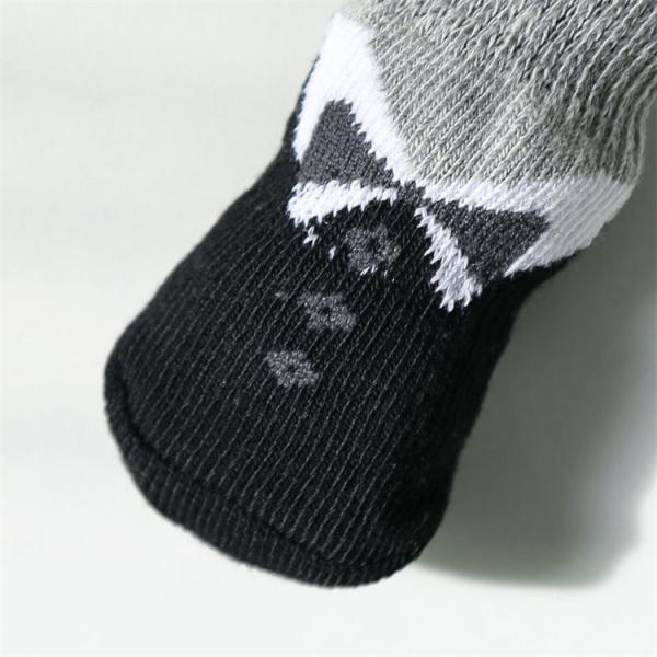Adorable Pet Dog Socks with Cartoon Pattern and Breathable Black Terry Knitted Design