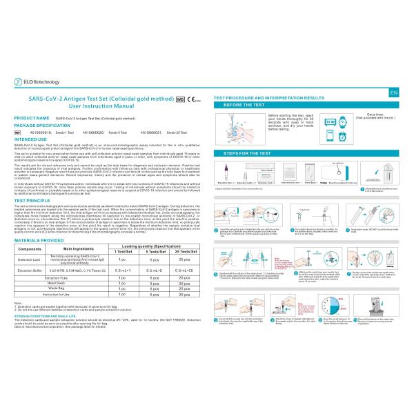 Быстрые тесты набора CE2934 25 теста пробирки антигена SARS-CoV-2/коробка IiLO