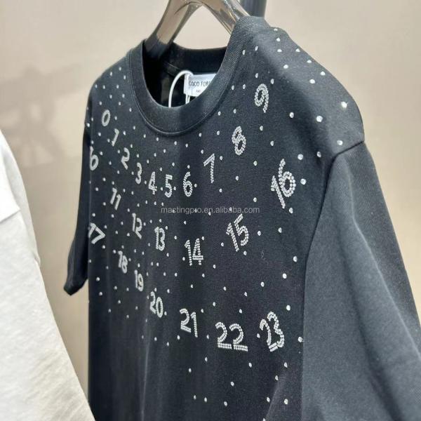 Oversized Vintage Heavyweight Rhinestone T Shirt Black For Men Women'S Custom 100% Cotton 260Gsm