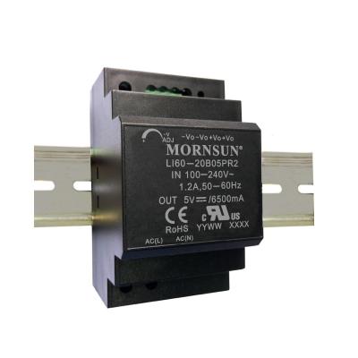 60W Industrial AC DC Din Rail Power Supply Black IEC62368 TS35X15 Mountable