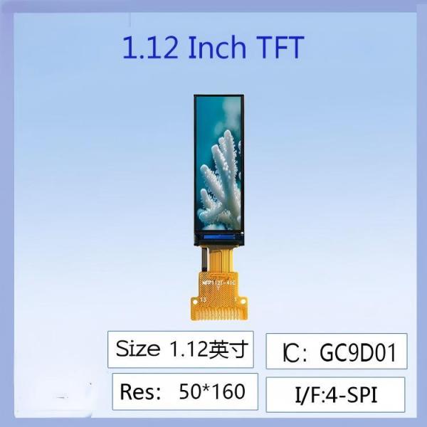 1.12-inch IPS TFT LCD Screen | 50×160 Dot Matrix Serial Screen with GC9D01 Driver, Special for Industrial Equipment Status Bars / Smart Wearables, High Definition, Low Power Consumption,