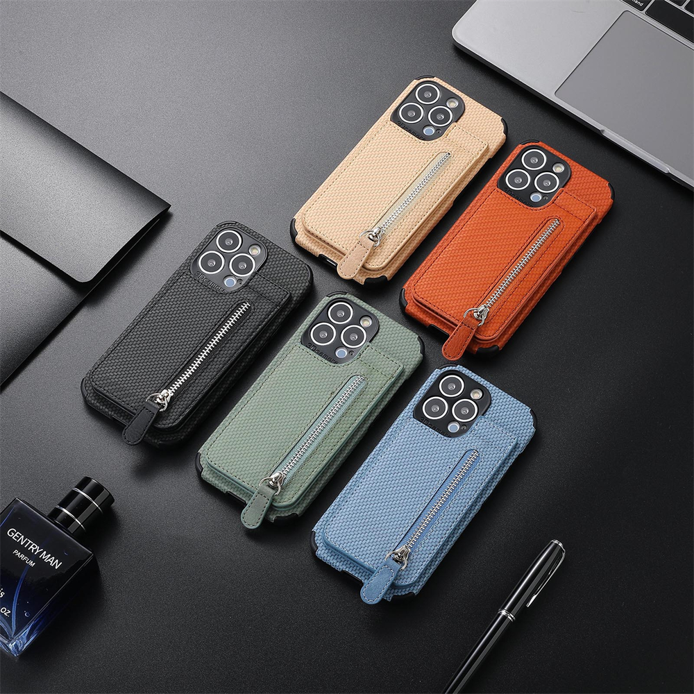Laudtec Zipper Cards Wallet Leather Mobile Phone Case for iPhone 14 Plus 13 12 Mini 11 Pro Max X XS XR Purse Card Holder Cover