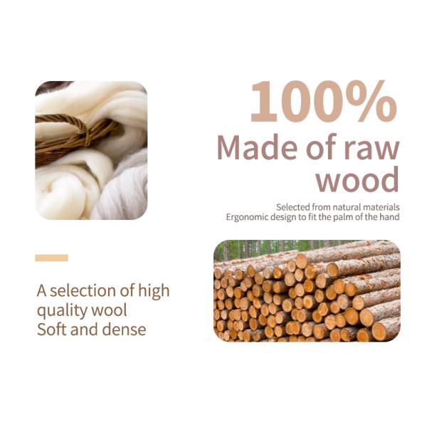 Pulidora de limpieza facial de mango de madera, cepillo de maquillaje, cepillo con cepillo de cabra súper suave