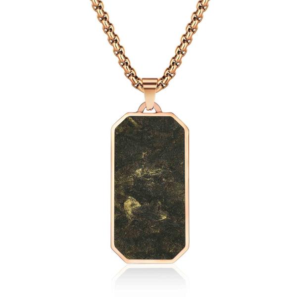 Anniversary Men Forged Carbon Fiber Pendant Gold and Green Prayer Choker