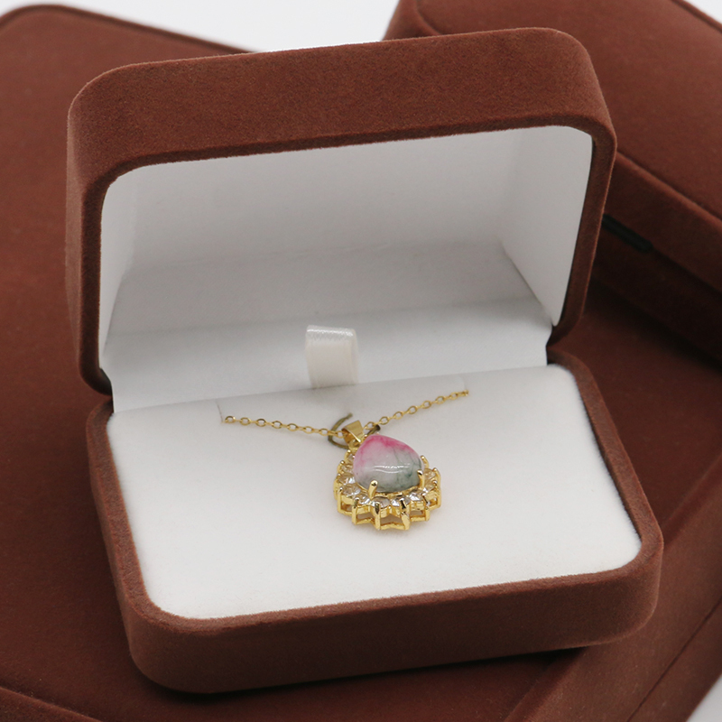 Simple Brown Velvet Jewelry Box Set Custom Logo Velvet Pendant Box