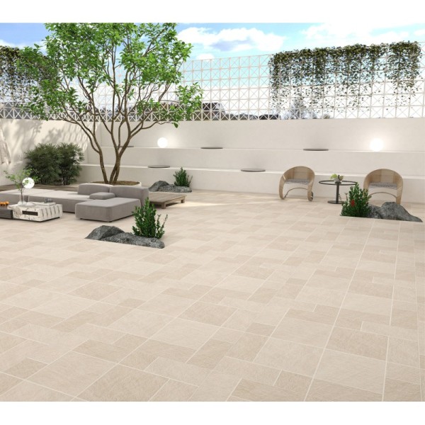 Light Yellow Non-Slip 600x600mm Exterior Floor Ceramic Paving Tile Elegant Design For Garden