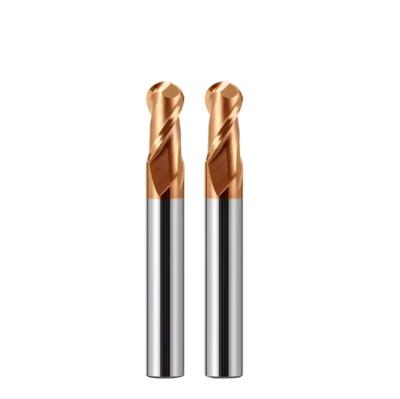 Standard 2 Flutes Ball Nose End Mill Cutter HRC55 Bronze Nano Coating