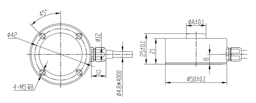 50 KN & 100 KN Capacity Pancake/Canister Load Cell CF-807 For Automation & Robotic Testing  Button Pancake Load Cell