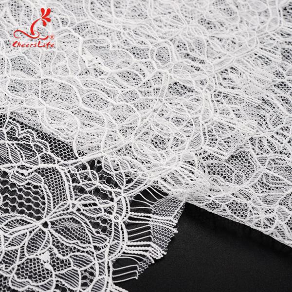 High quality White nylon lace fabric for long dress