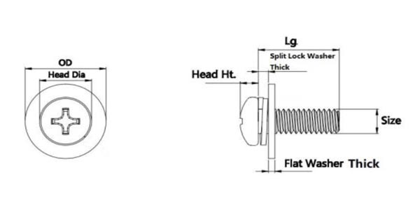 Голова лотка нержавеющей стали M2.5 304 привинчивает винт DIN7982 пружинной шайбы ODM плоский разделенный