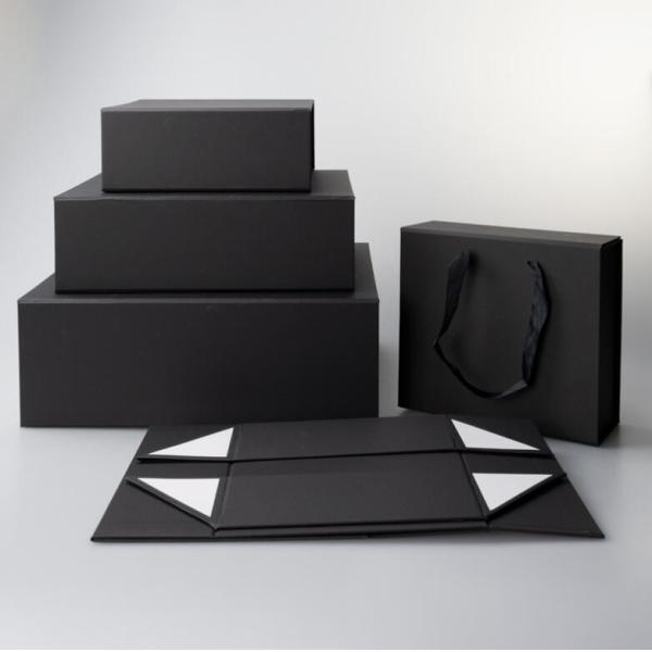Black Holiday Gift Box With Lid Recycled Cardboard Porcelain Wine Gift Box Bow Ribbon